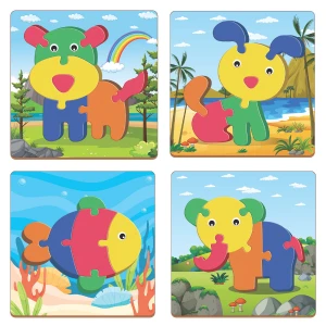 EVA Animals Puzzle | 4-in-1 | Soft Foam | Jigsaw Set | Cardboard