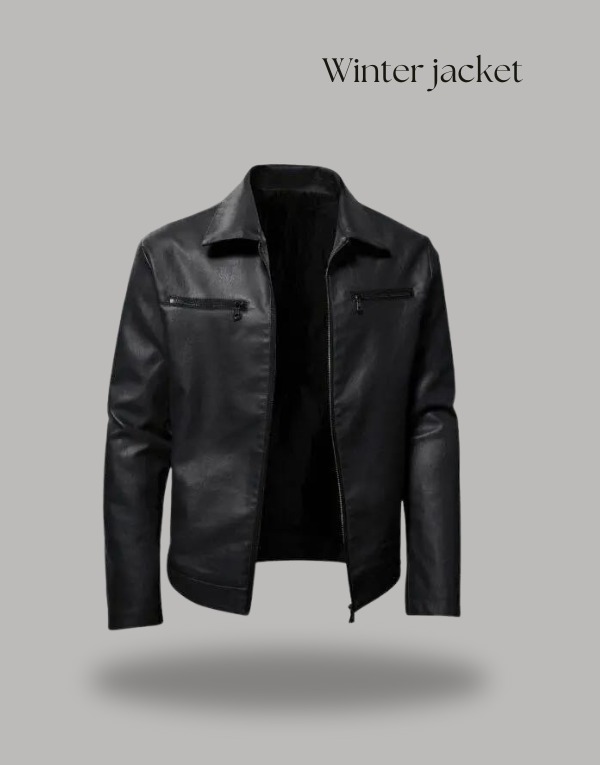Leather winter jackets for men black color
