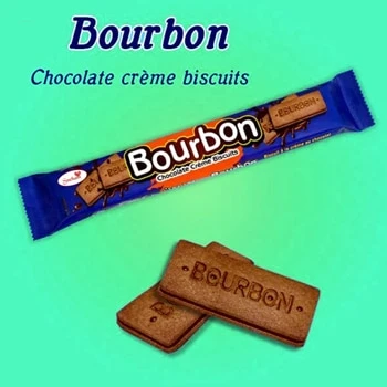 Bourbon biscuits also known as Bourbon creams are a classic British treat consisting of two rectangular chocolate flavored biscuits sandwiched together with a chocolate buttercream filling