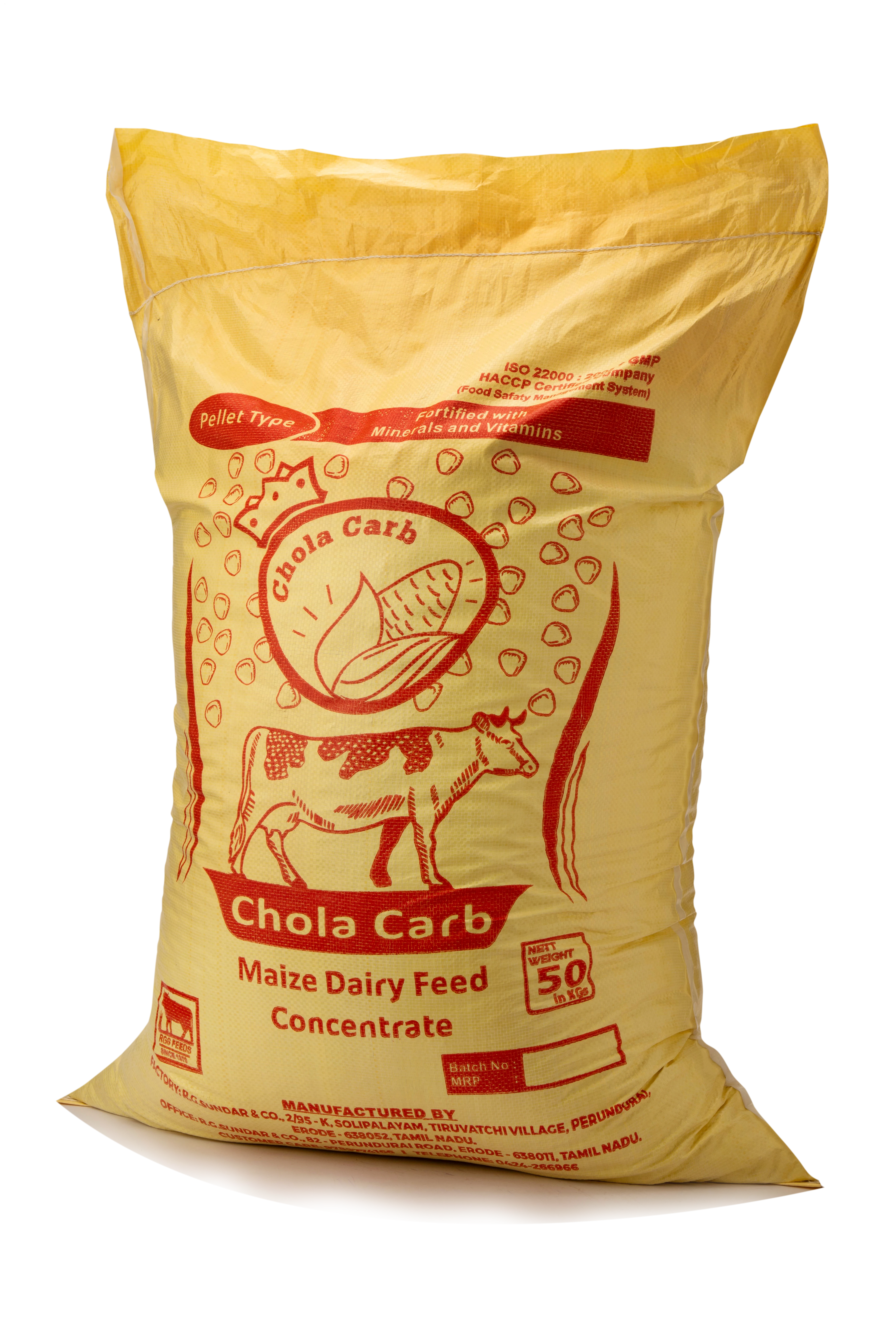 HIGH QUALITY WITH NATURAL RGS CHOLACARB  YELLOW CORN PELLE IN INDIA